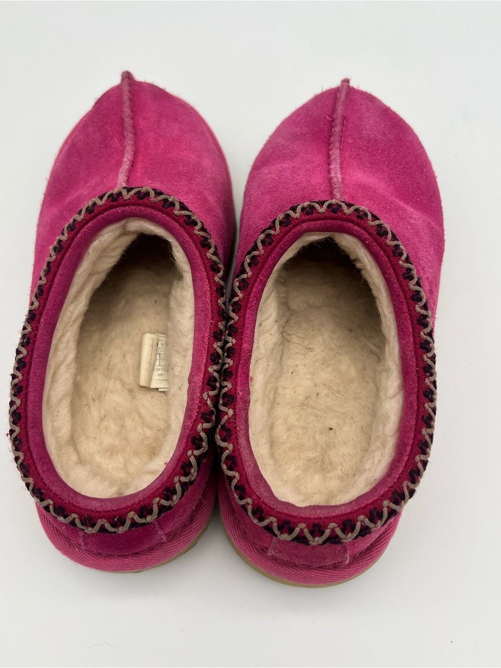 UGG Tasman kids girls size 1 Suede Slip-On Shearling Clogs mules pink leather - Picture 9 of 10
